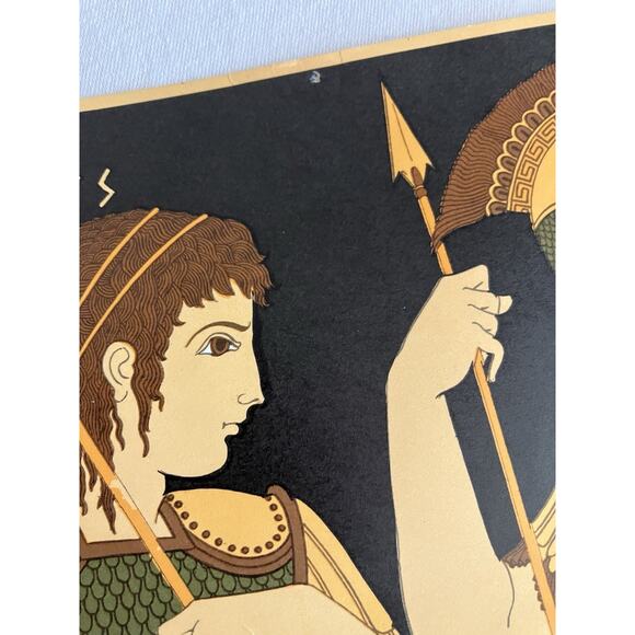 VTG Greek Mythology Litho Print 13”x9” MCM Achilles Patroclus Victor, Athens - Picture 3 of 6
